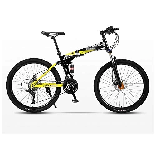 Folding Mountain Bike : LIUCHUNYANSH Off-road Bike Mountain Bike Folding Bicycle Road Men's MTB Bikes 24 Speed Bikes Wheels For Adult Womens (Color : Yellow, Size : 26in)