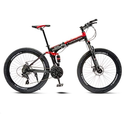 Folding Mountain Bike : LIUCHUNYANSH Off-road Bike Mountain Bike Folding Road Bicycle Men's MTB 21 Speed Bikes Wheels For Adult Womens (Color : Red, Size : 24in)