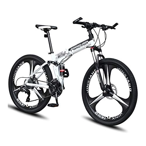 Folding Mountain Bike : LIUCHUNYANSH Off-road Bike Mountain Bike Folding Road Bicycle Men's MTB 21 Speed Bikes Wheels For Adult Womens (Color : White, Size : 24in)