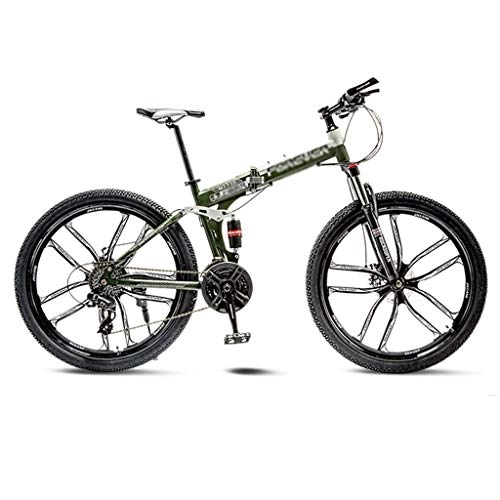Folding Mountain Bike : LIUCHUNYANSH Off-road Bike Mountain Bike Road Bicycle Folding Men's MTB 21 Speed 24 / 26 Inch Wheels For Adult Womens (Color : Green, Size : 26in)