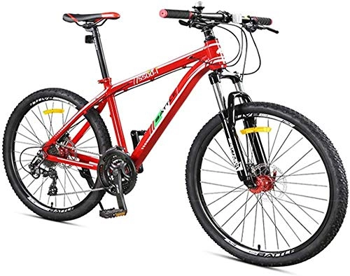 Folding Mountain Bike : LIYONG Super Wind Speed Bike! 27 gear shift mountain bike youth adult men hardtail MTB with fork suspension bicycle with disc brakes red 24 inch-24 Inch_Red-SX003