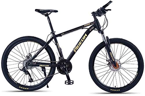 Folding Mountain Bike : LIYONG Super Wind Speed Bike! Adult mountain bike 26 inch frame made of carbon steel hardtail MTB fork suspension Large tire bike with disc brakes Gold 27 Speed-24 Speed_Gold-SX003