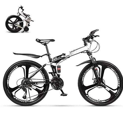 Folding Mountain Bike : LJYY Folding Mountain Bike Bicycle for Men Women, 27-speed Dual Disc Brake MTB Bike for Adults Student, 26-Inch Folding Travel Outdoor Bike Bicycle, Dual Suspension Fold up City Bike Fat Tire
