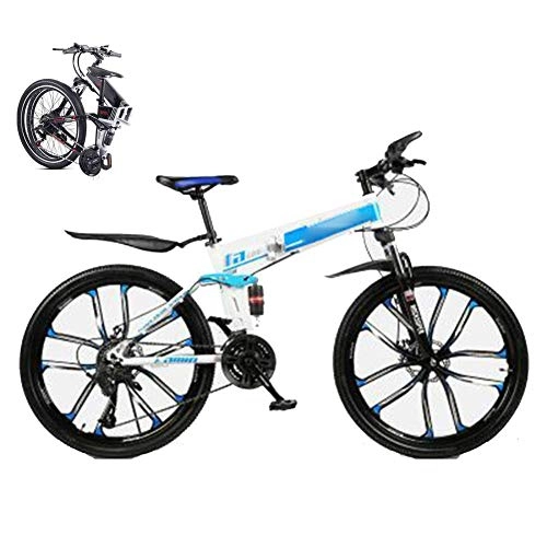 Folding Mountain Bike : LJYY Folding Mountain Trail Bike for Men Women, 27-speed Dual Disc Brake MTB Bike for Adults Student, 26-Inch Folding Outdoor Outroad Bicycle, Dual Suspension Fold up City Bike Fat Tire