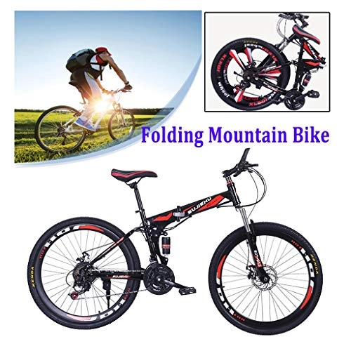 Folding Mountain Bike : Logo 26 Inch Lightweight Folding Bike U-shaped Reinforced Front Fork And Independent Shock Absorption System Cross-country Mountain Bikes Portable Adult Student Bicycle