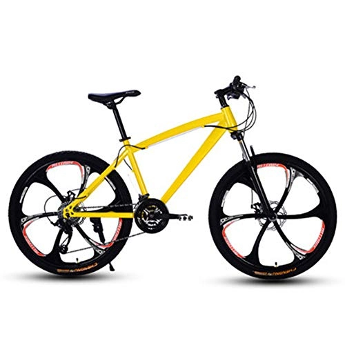 Folding Mountain Bike : LPsweet Bikes for Adults, Shifting Disc Brakes Bicycle Aluminum Alloy Frame Shock Absorption One Round Adult Mini Folding Electric Car Bike, Yellow, 27speed