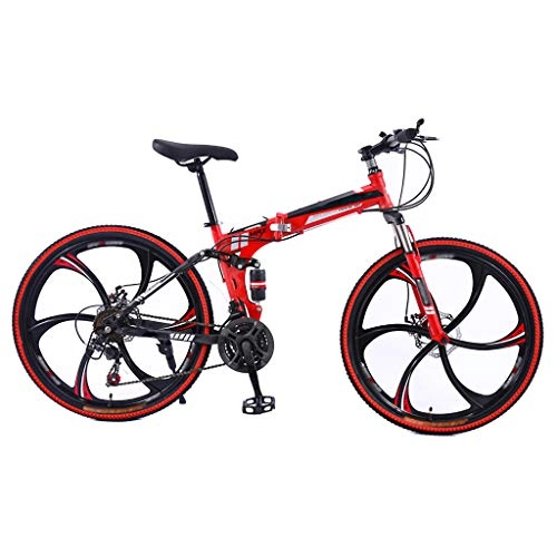 Folding Mountain Bike : LPWCA 26 Inch Mountain Bike, 21 Speed Folding Bike, Adult Bicycle with High Carbon Steel Frame and Disc Brake and Adjustable Shock Absorbing Front Fork, Unisex Variable Speed Bicycle