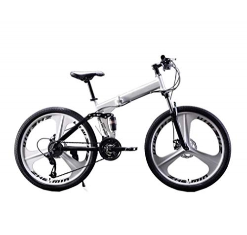 Folding Mountain Bike : LTY 26in Carbon Steel Mountain Bike Bicycle Full Suspension MTB Outroad Mountain Bike 21 Speed 26 Inch Folding Bike Racing Car (white)