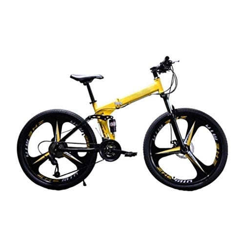 Folding Mountain Bike : LTY 26in Carbon Steel Mountain Bike Bicycle Full Suspension MTB Outroad Mountain Bike 21 Speed 26 Inch Folding Bike Racing Car (yellow)