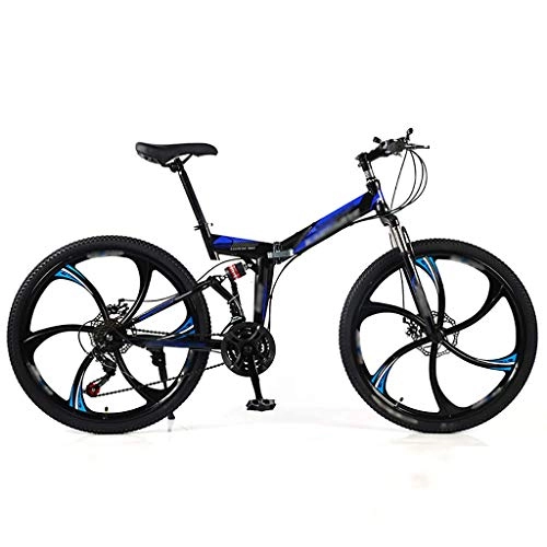 Folding Mountain Bike : LWZ Carbon All Terrain Mountain Bike Folding Bikes 26 Inch City Commuter Bicycle with 21 Speed Dual Disc Brakes