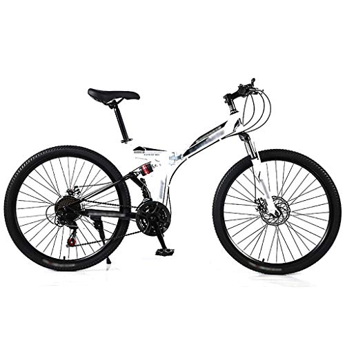 Folding Mountain Bike : LWZ Youth and Adult Mountain Bike Folding 21 Speed 26 Inch Carbon Steel City Commuter Bike Dual Disc Brake