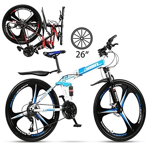 Folding Mountain Bike : LXDDP Foldable Mountain Bike Adult MTB Country Gearshift Carbon Steel Frame Bicycle, Hardtail Mountain Bike with Adjustable Seat 3 Cutter
