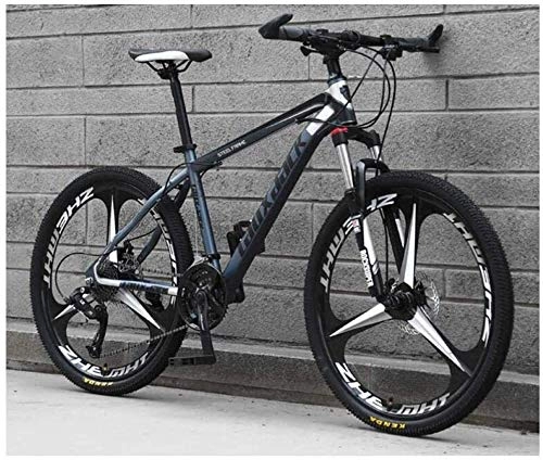Folding Mountain Bike : Lxyfc Fast lfc xy Mountain bike 26 inches one-piece wheel unisex suspension mountain bike 21 speed 24-speed 27-speed high-carbon double disc students, black and gray, 27-speed Essential
