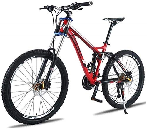 Folding Mountain Bike : Lxyfc Fast lfc xy MTB unisex mountain bike 26-inch aluminum frame, 24 / 27-speed double-suspension mountain bike, with a double disc, yellow, speed 24 Essential (Color : Red, Size : 24 Speed)