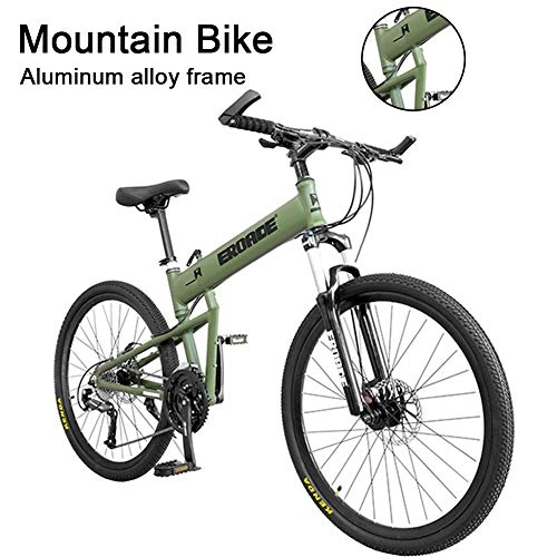 Folding Mountain Bike : LYRWISHJD 24 Speed Bicycle 26 Inch Wheels Folding Mountain Bike Full Suspension MTB Adjustable Seat High Carbon Steel Frame, Outdoor Cycling Fitness Equipment (Color : 27speed, Size : 26inch)