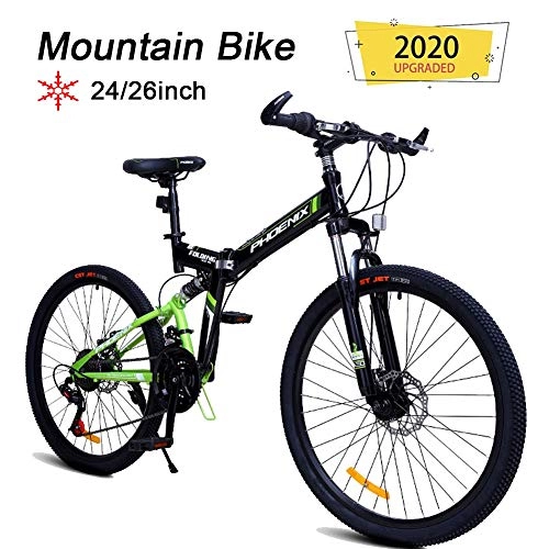 Folding Mountain Bike : LYRWISHJD 26 Inch Men's Foldable Mountain Bikes High-carbon Steel Soft Tail Mountain Bike, Mountain Bicycle With Full Suspension Adjustable Seat, 24 Speed (Color : Black, Size : 26inch)