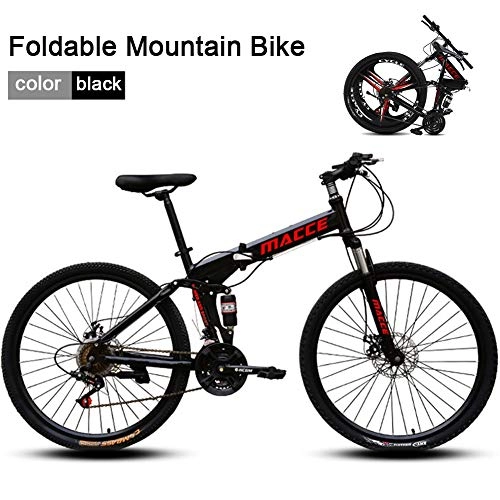 Folding Mountain Bike : LYRWISHJD Full Suspension Bicycle Foldable Soft Tail Mountain Bikes 26 inch Wheel 24 Speed Adjustable seat Widened pedals high carbon steel Frame Outdoor Cycling Fitness Equipment