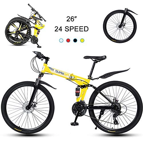 Folding Mountain Bike : Men's Foldable Mountain Bike, 26-inch 30-knife Spoke Wheels 24-speed Mechanical Dual Disc Brakes (front / center Suspension) Off-road Bike