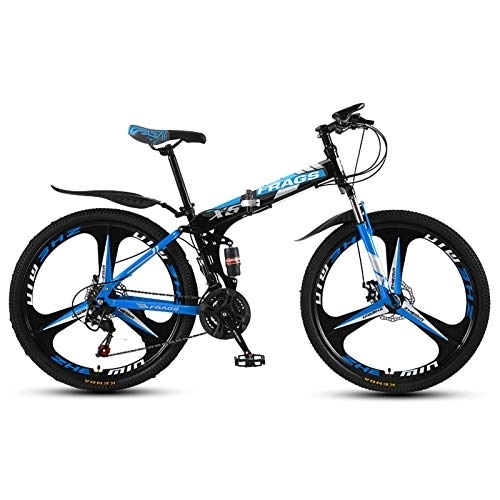 Folding Mountain Bike : Men Women Folding MTB Bike, Steel frame Mountain Foldable Bicycle 24 / 26 Inch Folding Outroad Bicycles with Mechanical disc brake 51-8 Siamese finger dial 21 / 24 / 27 Speed MTB C, 26 inch 21 speed