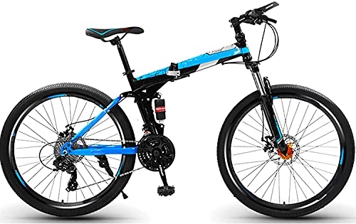 Folding Mountain Bike : MENG Folding Bike for Adults, Mountain Bikes 24 26 Inches Three Knife Wheel Mountain Bicycle Dual Disc Brake Bicycle, a, 24Inch