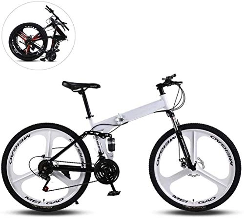 Folding Mountain Bike : MJY Bicycle Folding Mountain Bikes, 26 inch Three Cutter Wheels High Carbon Steel Frame Variable Speed Double Shock Absorption All Terrain Adult Bicycle 6-11, 21 Speed
