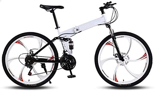 Folding Mountain Bike : MJY Bicycle Mountain Bikes, Folding High Carbon Steel Frame 26 inch Variable Speed Double Shock Absorption Three Cutter Wheels Foldable Bicycle 6-20, 21 Speed
