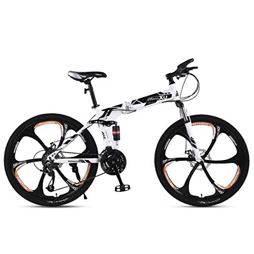 Folding Mountain Bike : Mountain Bike 21 / 24 / 27 Speed Steel Frame 24 Inches 3-Spoke Wheels Suspension Folding Bike, 2, 24speed