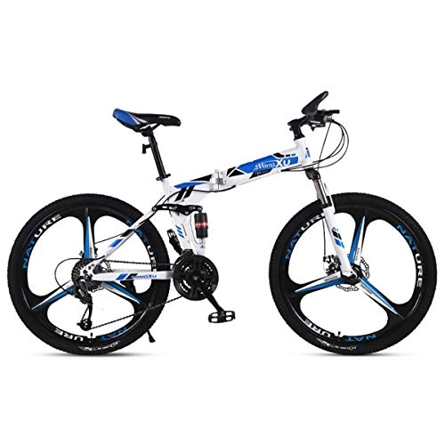 Folding Mountain Bike : Mountain Bike, 21 / 24 / 27 Speed Steel Frame 24 Inches 3-Spoke Wheels Suspension Folding Bike, 24speed