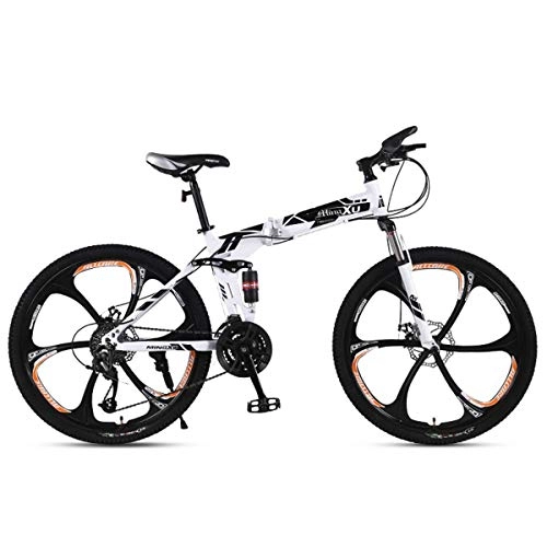 Folding Mountain Bike : Mountain Bike, 21 / 24 / 27 Speed Steel Frame 24 Inches 3-Spoke Wheels Suspension Folding Bike, 27speed