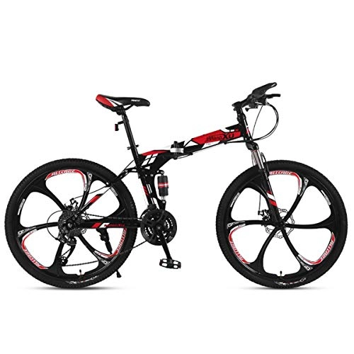 Folding Mountain Bike : Mountain Bike 21 / 24 / 27 Speed Steel Frame 24 Inches 3-Spoke Wheels Suspension Folding Bike, 3, 21speed