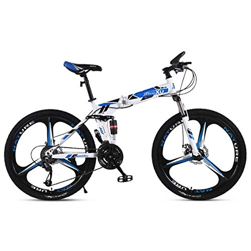 Folding Mountain Bike : Mountain Bike 21 / 24 / 27 Speed Steel Frame 24 Inches 3-Spoke Wheels Suspension Folding Bike, 8, 24speed