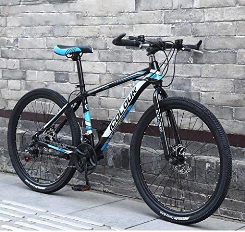 Folding Mountain Bike : Mountain Bike 26" for Adult Lightweight Aluminum Frame Front And Rear Disc Brakes Twist Shifters Through 21 Speeds, Black Blue, 24Speed XIUYU (Color : Black Blue)