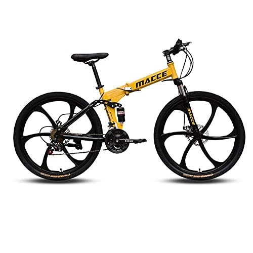 Folding Mountain Bike : Mountain Bike 26 Inch 21-Speed Mountain Bike Bicycle with Double Disc Brake Folding Bicycle Thickened Carbon Steel Frame 6 Knife Wheel fengong Tit
