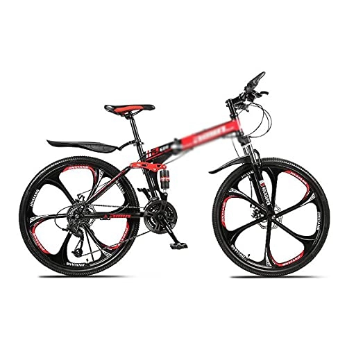 Folding Mountain Bike : Mountain Bike 26 Inch Wheel Mountain Bikes Adult Boys Girls Mountain Trail Bike Carbon Steel Frame With Dual Disc Brake And Lockable Shock-absorbing Front Fork(Size:21 Speed, Color:Red)