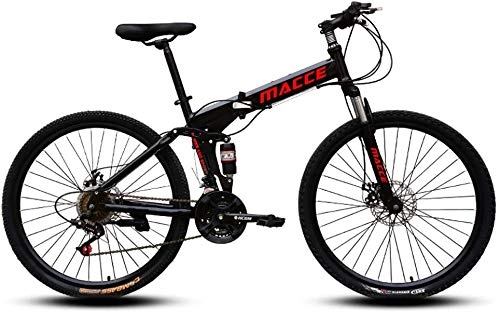 Folding Mountain Bike : Mountain Bike, 26 Inch Wheels, Mountain Trail Bike High Carbon Steel Folding Outroad Bicycles, 21-Speed Bicycle Full Suspension Mtb Gears Dual Disc Brakes Bicycle