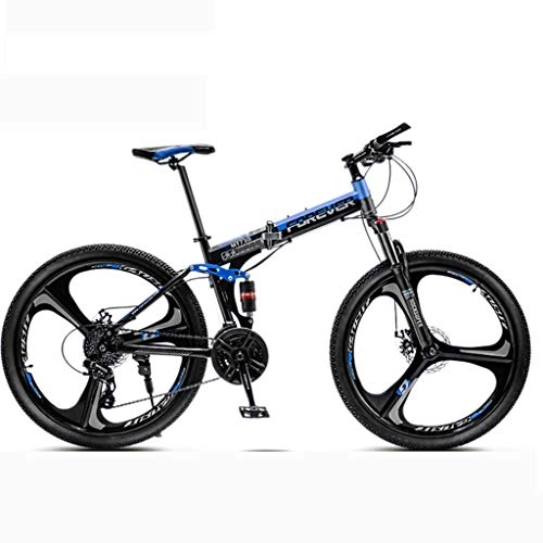 Folding Mountain Bike : Mountain Bike 26 Inches, Variable Speed Foldable With Double Disc Brakes, Non-slip Full Suspension Gear Bike For Adults And Teenagers GH
