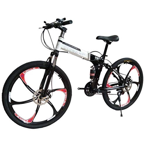 Folding Mountain Bike : Mountain Bike 27 Speed Steel Frame 26 Inches 3-Spoke Wheels Dual Suspension Folding Bike Blackwhite, 15, 21speed