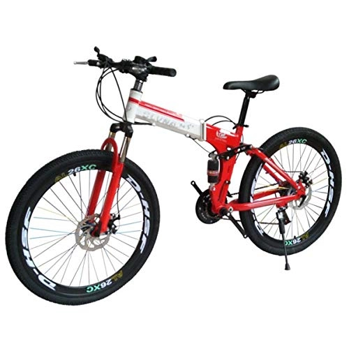 Folding Mountain Bike : Mountain Bike 27 Speed Steel Frame 26 Inches 3-Spoke Wheels Dual Suspension Folding Bike Blackwhite, 18, 24speed