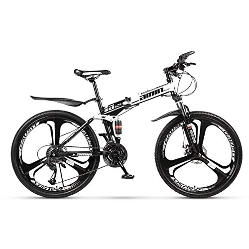 Folding Mountain Bike : Mountain Bike 30 Speed Steel Frame 26 Inches 3-Spoke Wheels Dual Suspension Folding Bike, 1, 21speeds