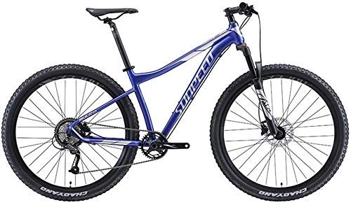 Folding Mountain Bike : Mountain Bike 9-Speed Bikes Adult Big Wheels Hardtail Aluminum Frame Front Suspension Bicycle Trail, Orange, 17" XIUYU (Color : Blue)