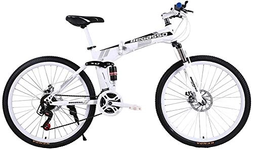 Folding Mountain Bike : Mountain bike Adult, 26in Carbon Steel 24 Speed Bicycle Dual Disc Brakes Mountain Bicycle For Men / Women ZHAOSHUNLI (Color : White)