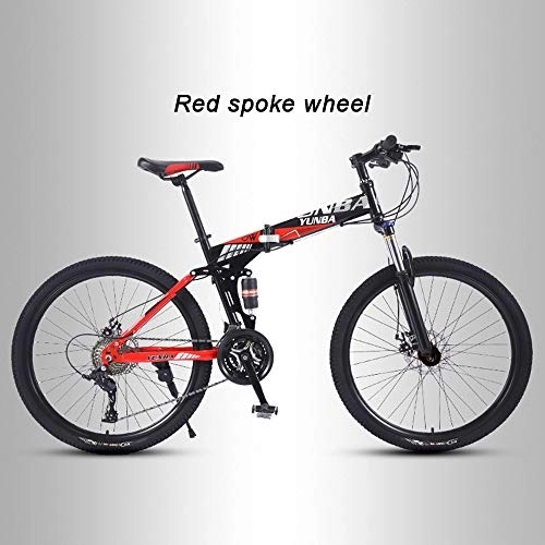 Folding Mountain Bike : Mountain Bike Adult Folding Lightweight High-carbon Steel Road Bike Variable Speed Disc Brake All Terrain MTB Racing Bicycle A-30 Speed 24 Inches