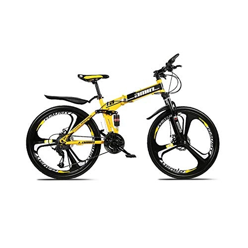 Folding Mountain Bike : Mountain Bike Adult Mountain Bike 24 Inch 21 Speed Adult Mountain Bike Bicycle Bikes Folding Bike Portable Shock Absorb Vehicle Male Female Bicycle Variable Speed Bicycle, yellow, 21 speed 24 inch