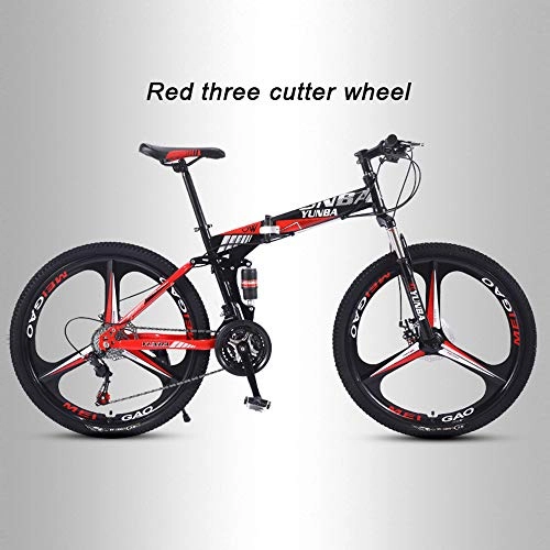 Folding Mountain Bike : Mountain Bike All Terrain Adult Folding Lightweight High-carbon Steel Road Bike Variable Speed Disc Brake MTB Racing Bicycle A-21 Speed 24 Inches