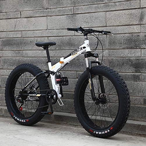 Folding Mountain Bike : Mountain Bike Bikes 20" Fat Tire Hardtail Men's Dual Suspension Frame And Fork All Terrain Bicycle Adult, Black, 24 speed XIUYU (Color : Black)