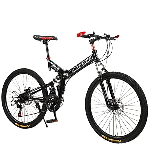 Folding Mountain Bike : Mountain Bike Folding (21-speed, 24-inch, 26-inch, white, black, red, green, blue and silver) adult student variable speed bicycle double disc brake shock-absorbing bicycle