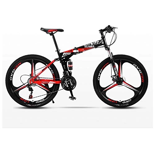 Folding Mountain Bike : Mountain Bike Folding Bike Road Bike Mountain Bicycle Folding Bike Road Men's MTB Bikes 24 Speed Bikes Wheels For Adult Womens Adult Mountain Bike (Color : Red, Size : 24in)