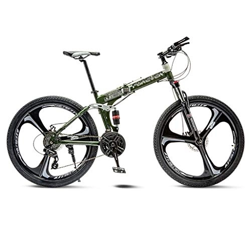 Folding Mountain Bike : Mountain Bike Folding Bike Road Bike Mountain Bike Folding Road Bicycle Men's MTB 21 Speed Bikes Wheels For Adult Womens Adult Mountain Bike (Color : Green, Size : 24in)