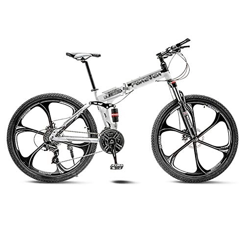 Folding Mountain Bike : Mountain Bike Folding Bike Road Bike Mountain Bike Road Bicycle Folding Men's MTB Bikes 21 Speed 24 / 26 Inch Wheels For Adult Womens Adult Mountain Bike (Color : White, Size : 26in)