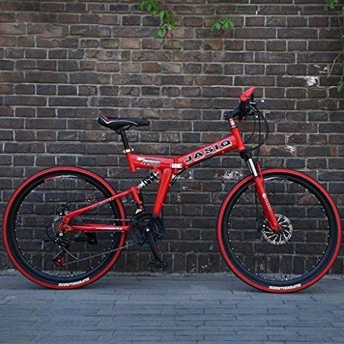 Folding Mountain Bike : Mountain Bike Folding Bikes, 24 / 26 inch 21-Speed Double Disc Brake Full Suspension Anti-Slip, Off-Road Variable Speed Racing Bikes 5-25, 26Inch fengong (Color : 24inch)